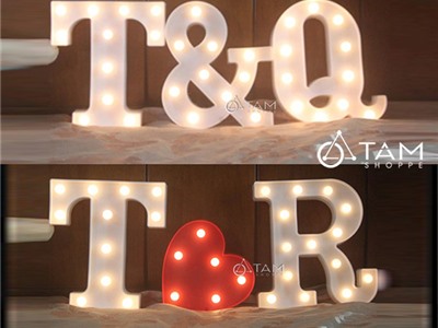 Combo 3 chữ cái đèn Led trang trí đám cưới cao 22cm